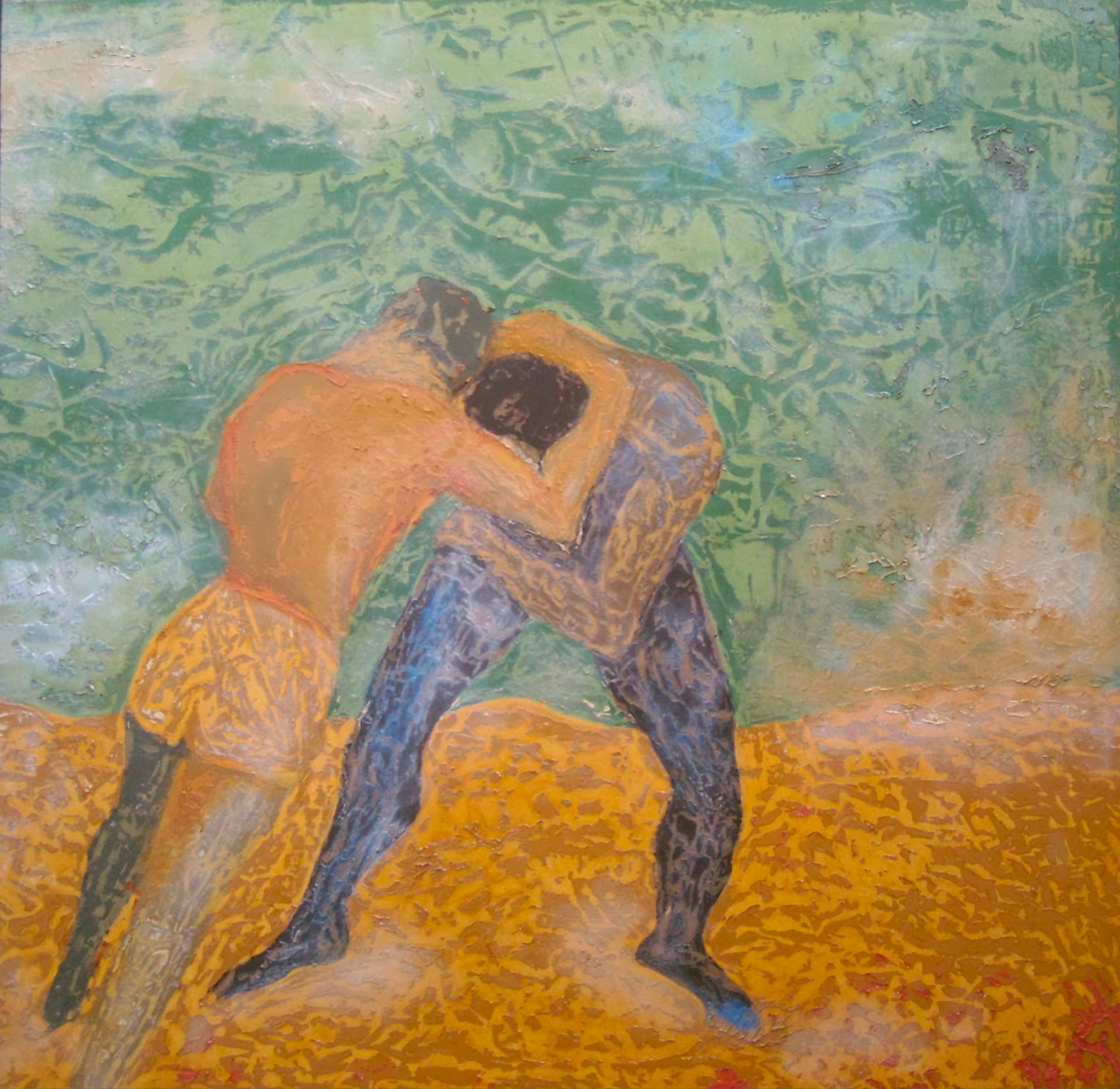 les-lutteurs-2-50x50cm-huile-sur-papier