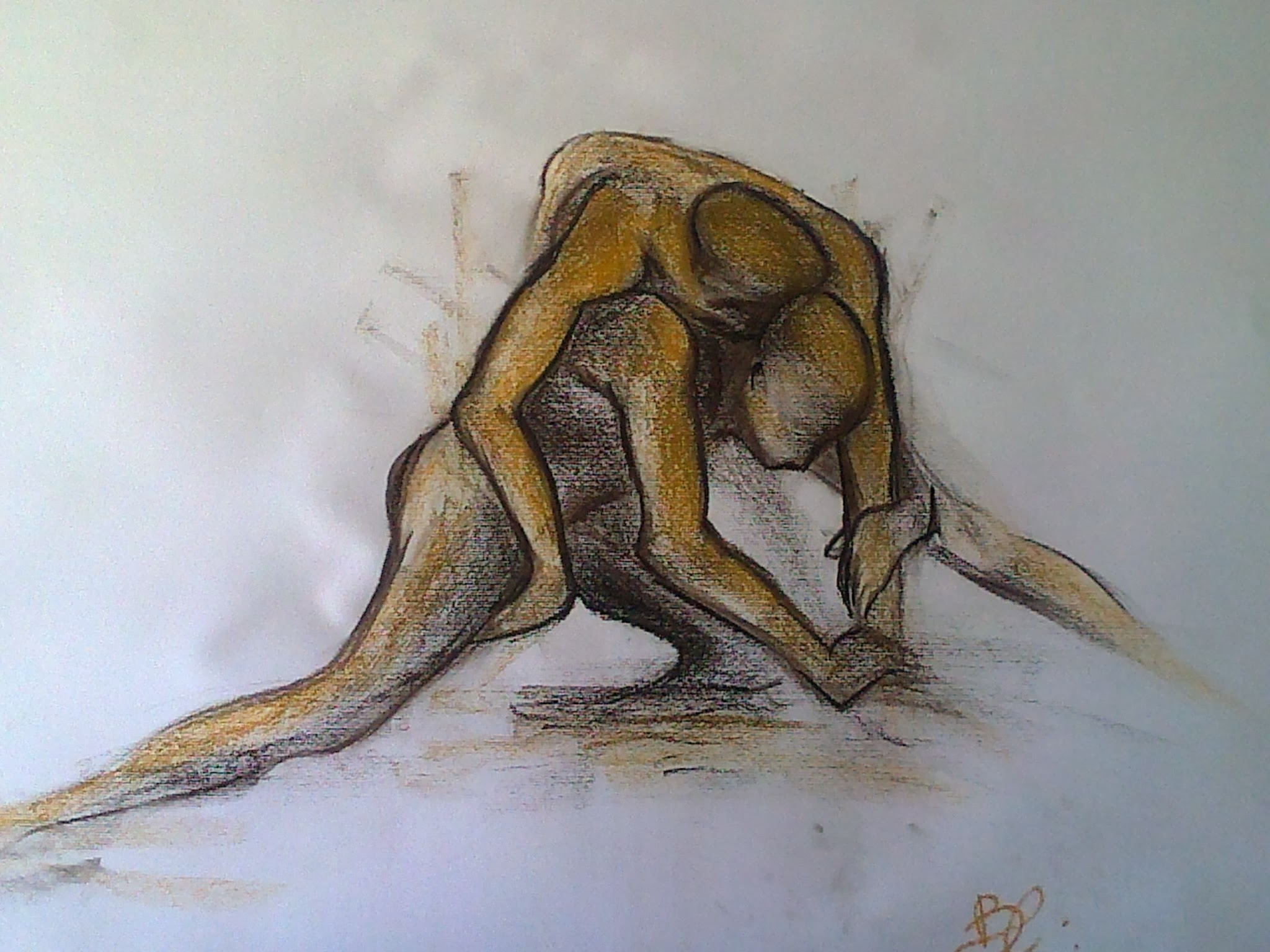 lutteurs-50x70cm-pastels