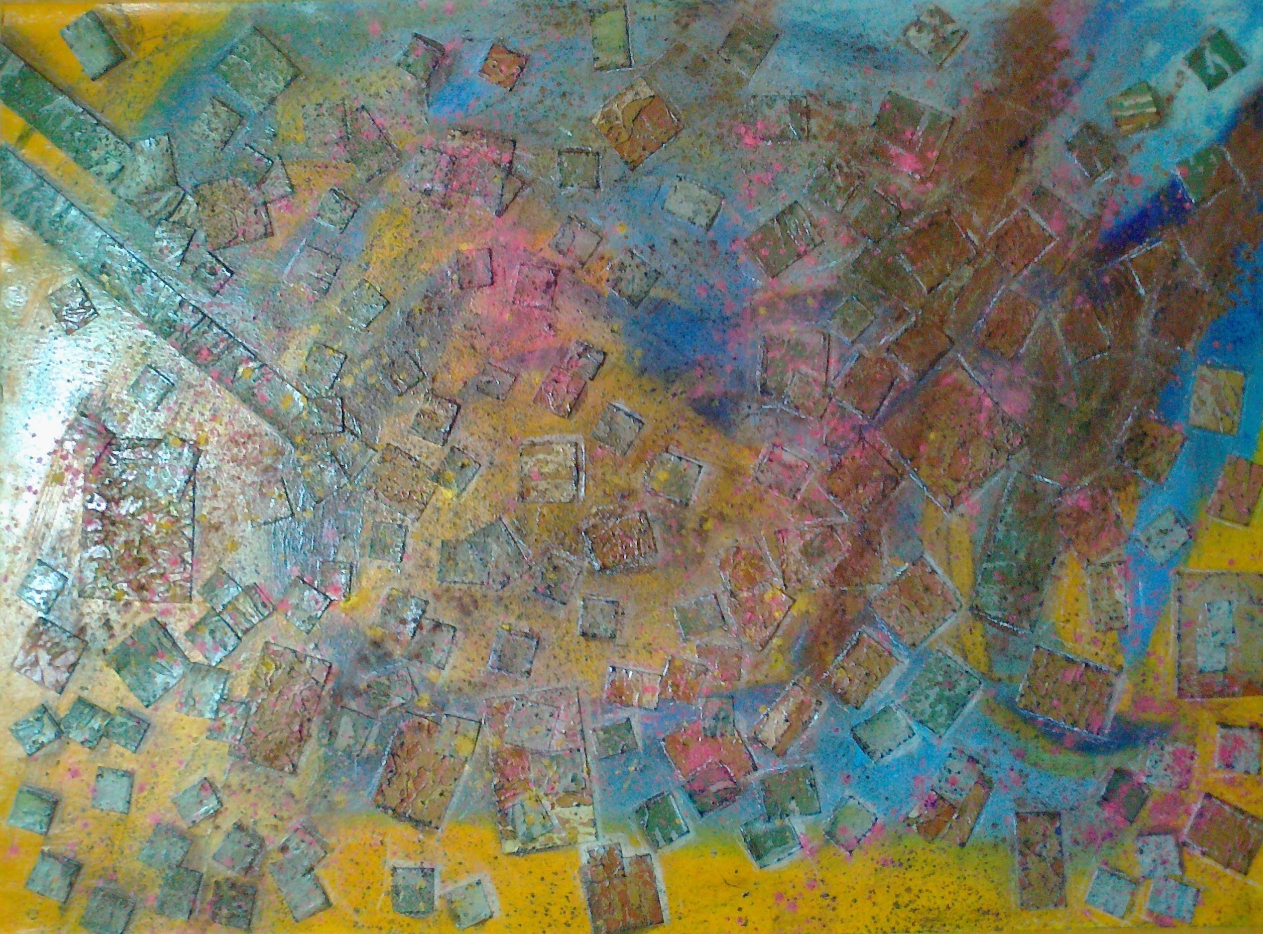 la-danse-des-particules-58x42cm-huile-pigments-collages-sur-papier-maroufle-sur-toile-50x70cm